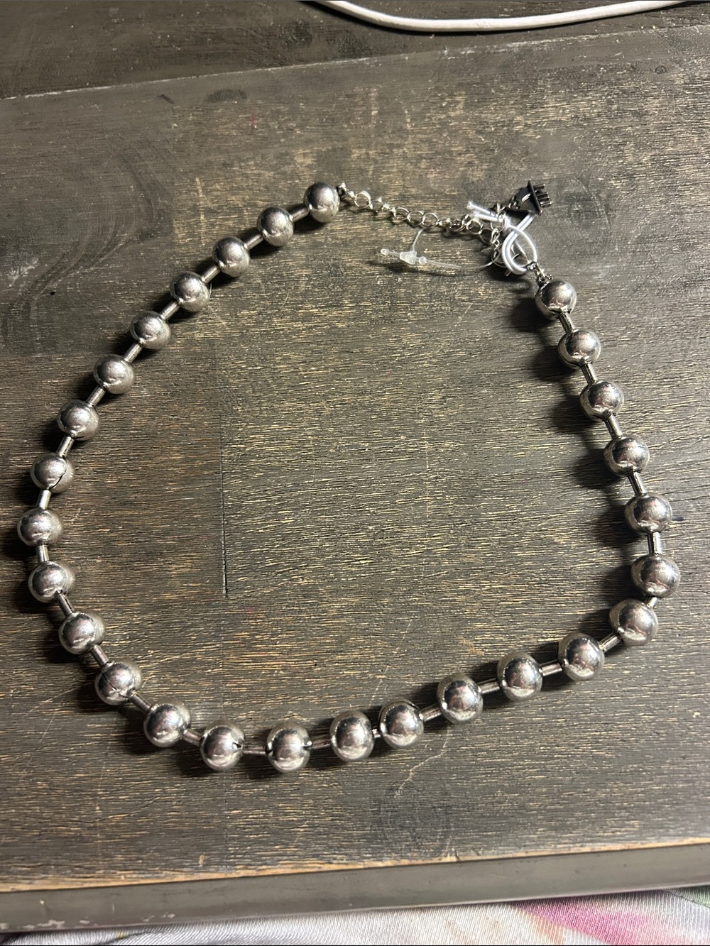 Tipi Chunky Silver Bead Ball Chain Necklace - Silver